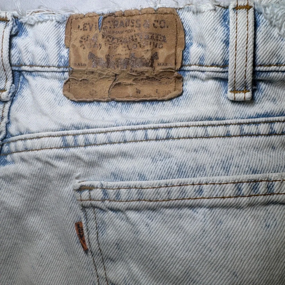 Vintage Levis 505 Orange Tab Acid Wash Denim Shorts USA Made Cut Offs W33 L00